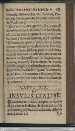Caput XIX. De Insulis Italiae