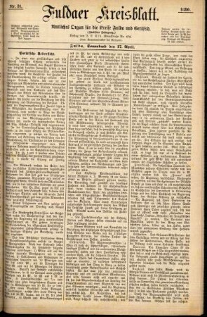 Ausgabe vom Samstag, den 17. April 1880.