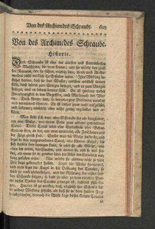 Von des Archimedes Schraube.