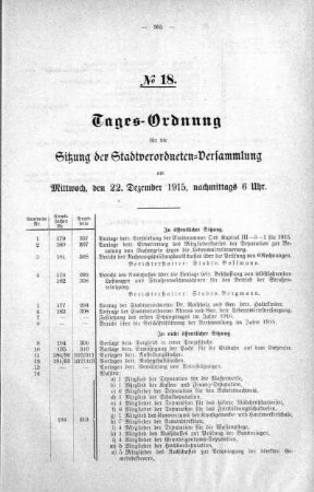 Tages-Ordnung No. 18. (179-197), 22. Dezember 1915