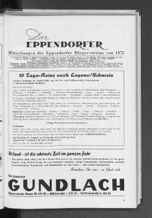 Mitteilungen des Eppendorfer Bürgervereins von 1875 10 Tage-Reise nach Lugano / Schweiz