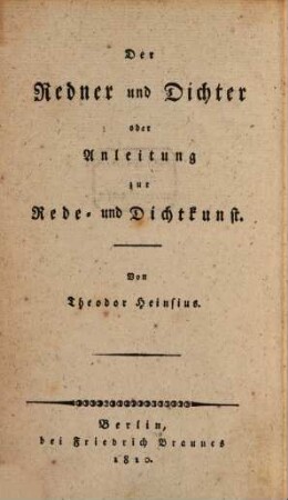 Teut oder theoretisch-praktisches Lehrbuch des gesammten deutschen Sprachunterrichts, 3. Der Redner und Dichter oder Anleitung zur Rede- und Dichtkunst