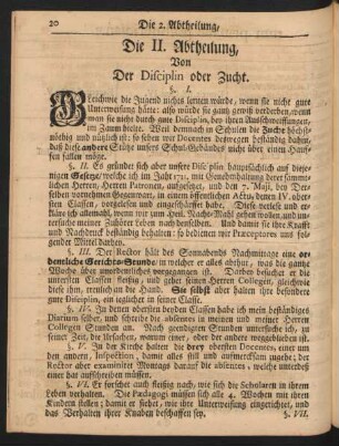 Die II. Abtheilung. Von Der Disciplin oder Zucht.