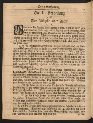 Die II. Abtheilung. Von Der Disciplin oder Zucht.