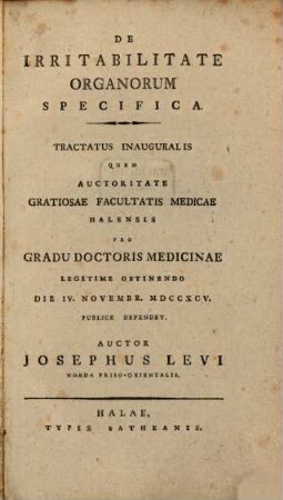 De irritabilitate organorum specifica : Tractatus inaug.