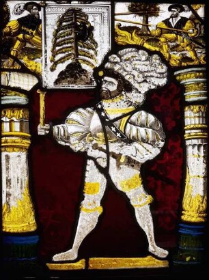Bannerträger mit dem Wappen der Tschudi von Glarus
