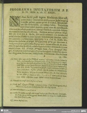 Programma Invitaorium P. P. D. IV. Trin. A. [MDCLXXXIV.]