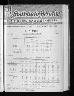 Der Fremdenverkehr in Hamburg im März 1960 : Lfd. Nr. 41