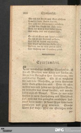 Sparsamkeit.