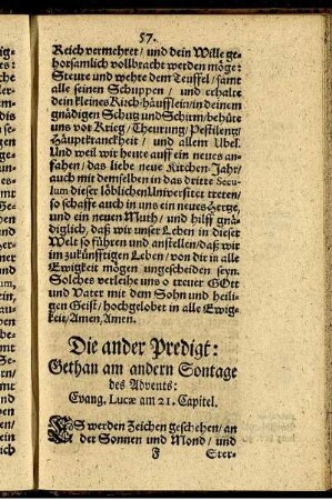 Die ander Predigt: Gethan am andern Sontage des Advents.