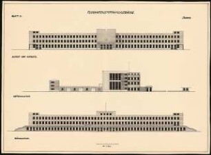 Hauptgebäude eines Flughafens Schinkelwettbewerb 1932: Ansichten 1:200