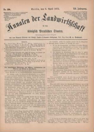 No. 28. Berlin, den 6. April 1872. XII. Jahrgang.