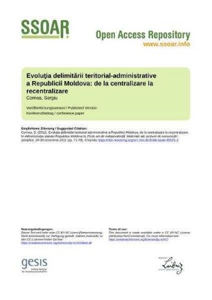 Evoluţia delimitării teritorial-administrative a Republicii Moldova: de la centralizare la recentralizare