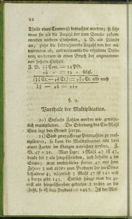 Vortheile der Multiplication