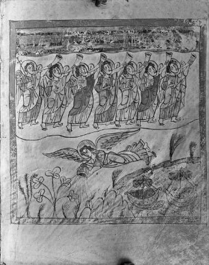 Apokalypse des Johannes (Die sog. Trierer Apokalypse) — Das Ausgießen des Rauchfaßes, Folio 25recto