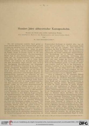 Hundert Jahre altbayerischer Kunstgeschichte : Resumé des Inhalts eines soeben erschienen Werkes: Die dekorative Malerei der Renaissance am bayerischen Hofe