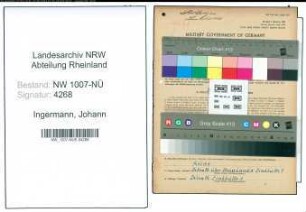 Entnazifizierung Johann Ingermann , geb. 10.09.1906 (Bleiloeter)