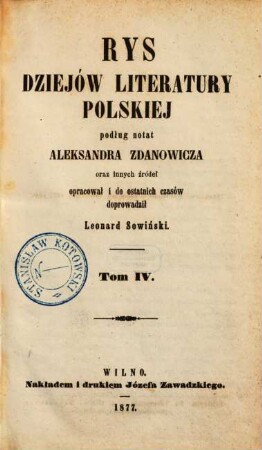 Rys dziejów literatury polskiej, 4
