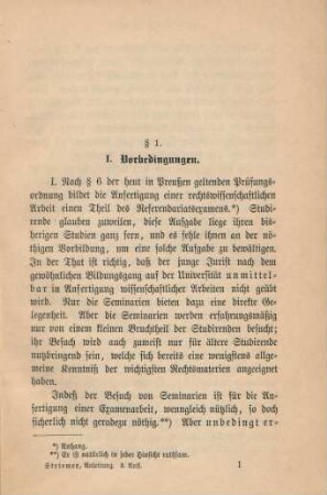 I. Vorbedingungen.