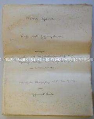 Manuskripte und Exzerpte von Johannes Paul zu Themen der deutsch-schwedischen Beziehungen, darunter: Harald Hjärne: Wasa und Hohenzollern, in der Übersetzung von Johannes Paul; Nov. 1913
