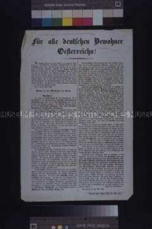 Maueranschlag: Petition der deutschen Österreicher an das Ministerium des Innern vom 12. Mai 1848; Linz, 31. Mai 1848