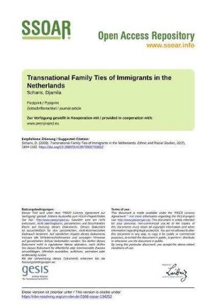 Transnational Family Ties of Immigrants in the Netherlands