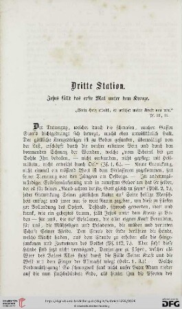Dritte Station. Jesus fällt das erste Mal unter dem Kreuze
