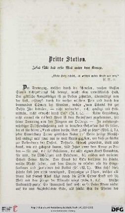 Dritte Station. Jesus fällt das erste Mal unter dem Kreuze