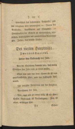 Zweites Kapitel. Ueber den Gebrauch der Zeit.