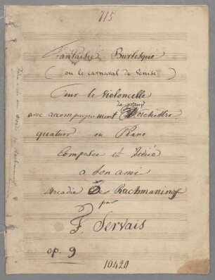 Fantaisie burlesque ou le Carnaval de Venise, vlc, pf, op. 9 - BSB Mus.Schott.Ha 11079-2