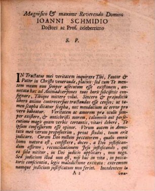 Harmonia ac disharmonia doctrinae protestantium ad romano-catholicorum in articulo de iustificatione explicata ac defensa contra Animadversiones modestas Jo. Schmidii