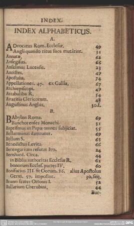 Index Alphabeticus