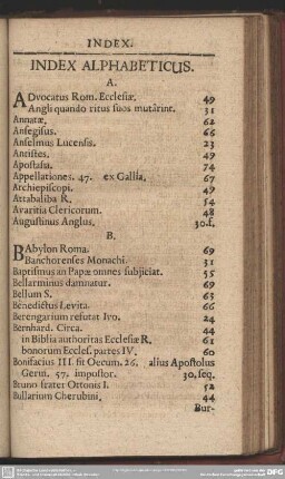 Index Alphabeticus
