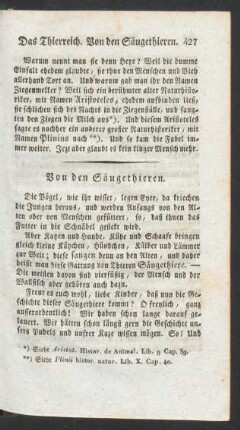 Von den Säugethieren.
