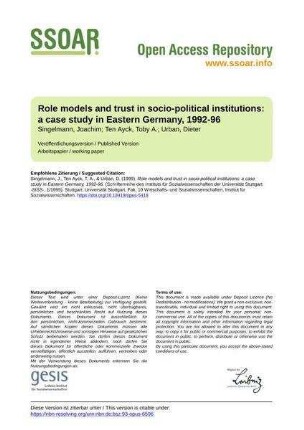 Role models and trust in socio-political institutions: a case study in Eastern Germany, 1992-96