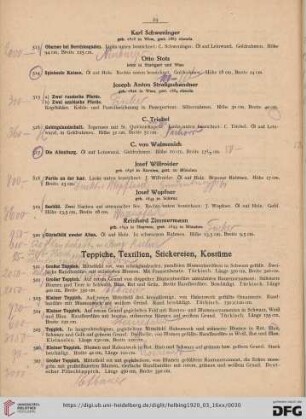 Teppiche, Textilien, Stickereien, Kostüme (Nr. 521-615)