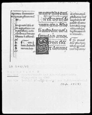 Epistulae canonicae et actus apostolorum cum glossia ordinaria — Initiale S(electe), Folio 49verso