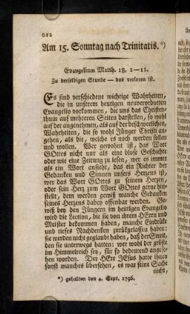 612-623, Am 15. Sonntag nach Trinitatis