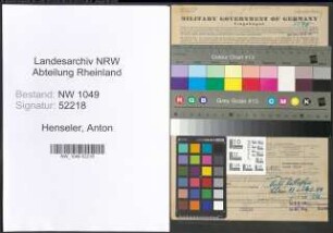 Entnazifizierung Anton Henseler , geb. 02.02.1902 (Archivar)