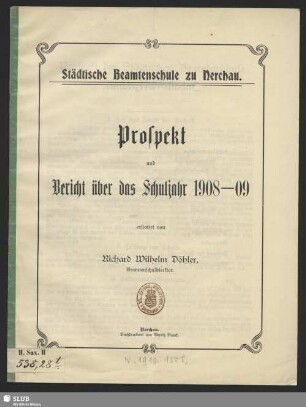 1908/09(1909): Prospekt und Bericht : über das Schuljahr ...