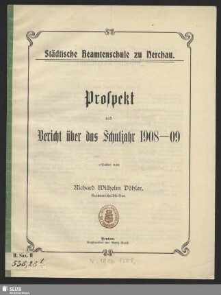1908/09(1909): Prospekt und Bericht : über das Schuljahr ...