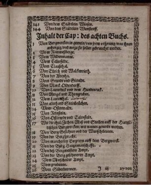 Inhalt der Cap: des achten Buchs