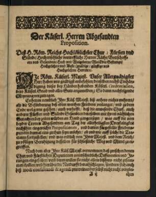 2r-3v, Der Käiserl. Herren Abgesandten Proposition.