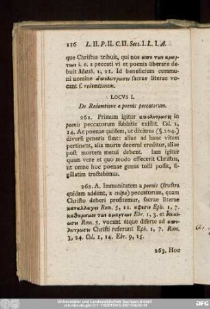 Locus I. De Redemtione a poenis peccatorum.