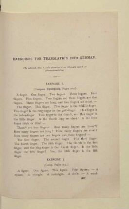 EXERCISES FOR TRANSLATION INTO GERMAN