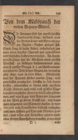 Von dem Mißbrauch der vielen Artzney-Mittel