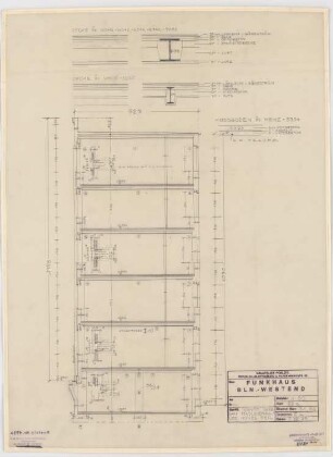 Haus des Rundfunks, Berlin-Charlottenburg: Schnitt Randbauten hoher Teil Masurenallee 1:50