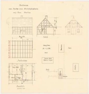 Rittergut Menkin Umbau des Stallgebäudes: Lageplan 1:500, Grundriss 1:100, Aufrisse 1:100