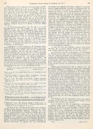 277-278 [Rezension] Chadwick, Owen, The Victorian Church, I