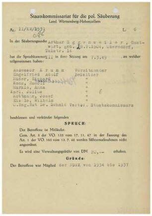 Eggenweiler, Arthur